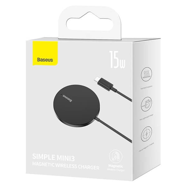Baseus Simple Mini3 15W magnetisk induktiv oplader (sort)
