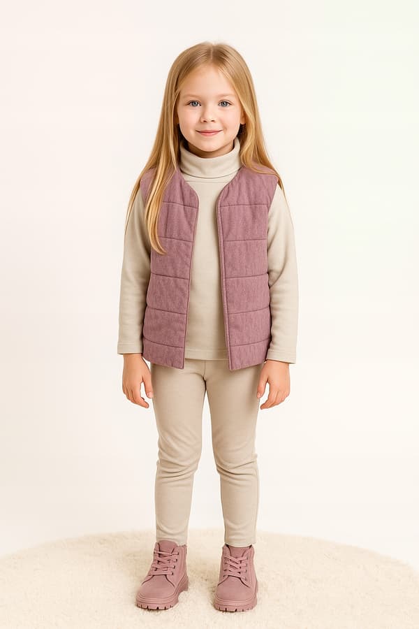 Barn varm polotröja 128 höghalsad blus beige