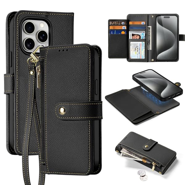 Dux Ducis Lawa -nahkakotelo iPhone 15 Pro Maxille - musta