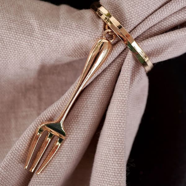 Servietringe metal guld bestik 4 cm 4 stk
