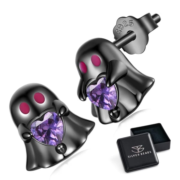 BLACK GHOSTS sølv ørestikker, 925 sølv