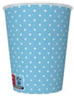 Blå kopp med vita prickar 250ml 8 st.