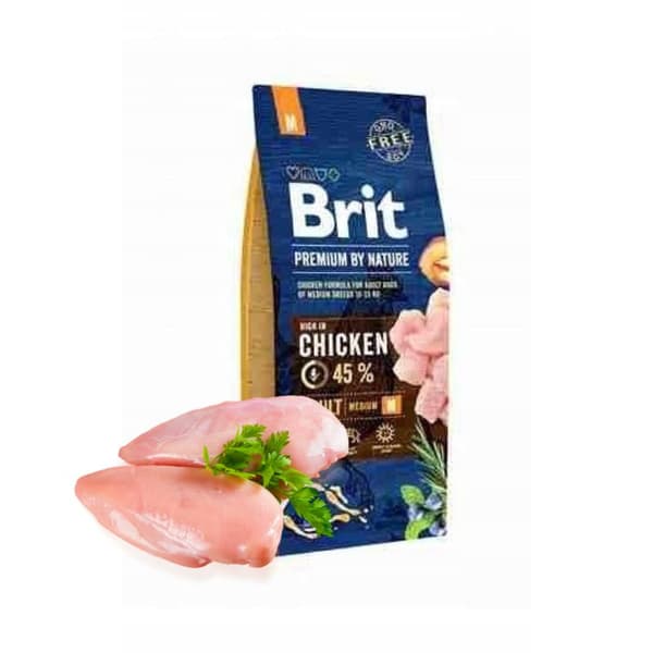Brit Premium By Nature Adult M 15 kg Kylling Tørfoder