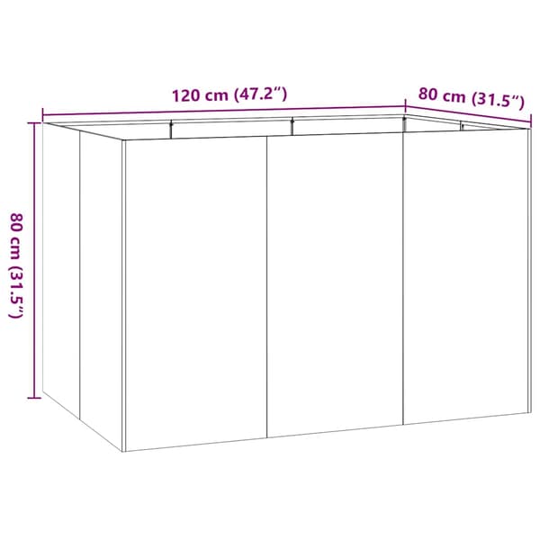 vidaXL urtepotte sort 120x80x80 cm stål