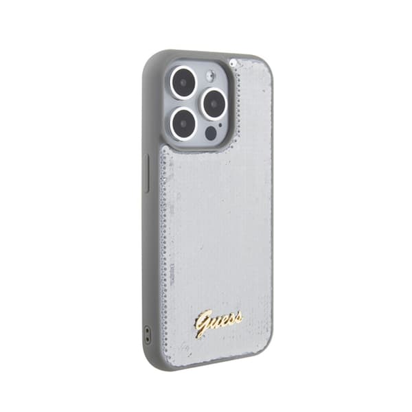 Guess Sequin Script Metal - iPhone 15 Pro-skal (Silver)