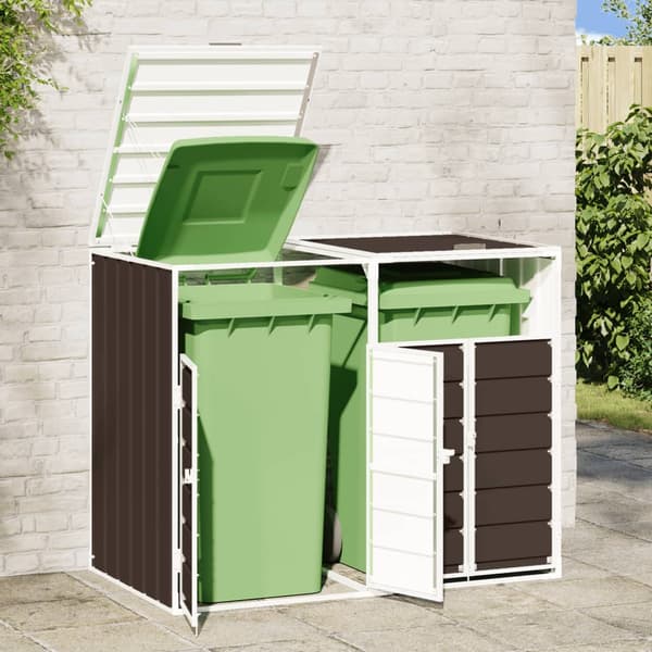 vidaXL dobbelt affaldsbeholderhus birk 144x81x113 cm