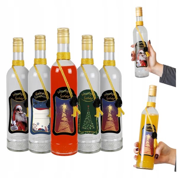 10x Julkristallflaskor 500 ml Premiumdekorerade för vodkalikör