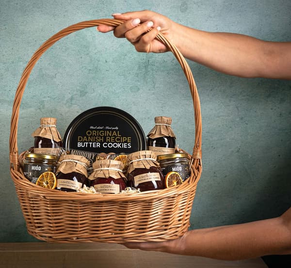 Gavekurv kager sæt slik marmelade