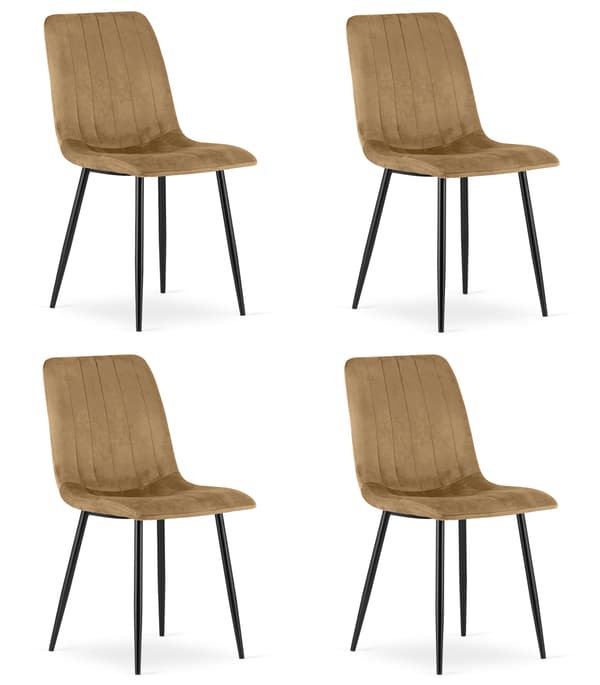 LAVA stol - brun fløjl / sorte ben x 4