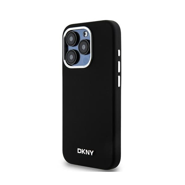 DKNY Flydende Silikone Lille Metallogo MagSafe - iPhone 14 Pro Etui (Sort)