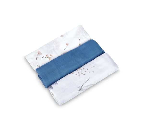 Muslinblöja blå (förpackning - 3 st)