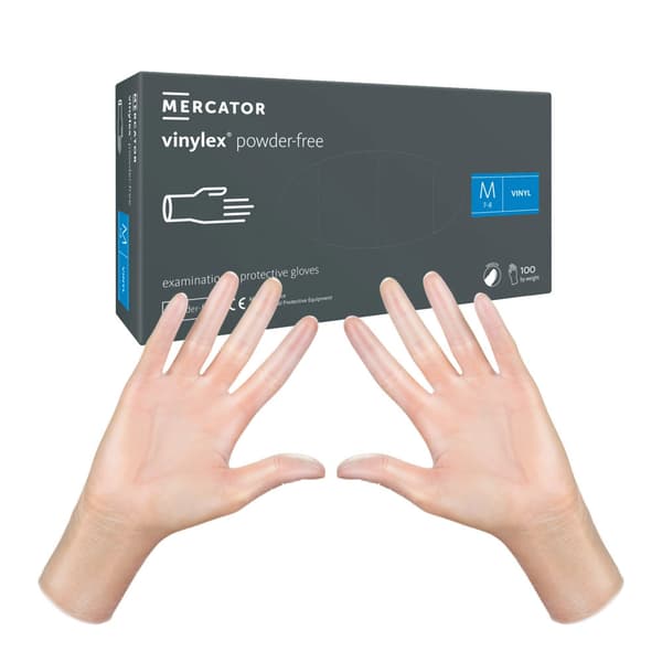 Mercator Vinylex puderfria vinylhandskar M transparenta 100 st