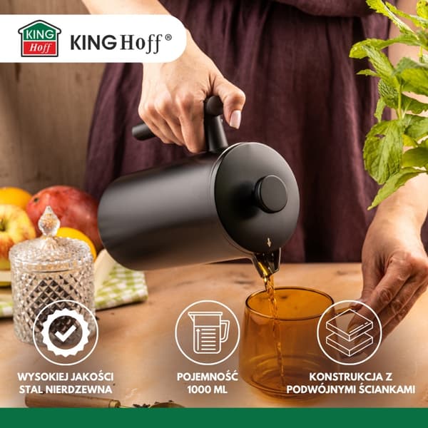 STÅLSSTEMPEL KAFFE- OG TEINFUSER 1L KINGHOFF KH-1996