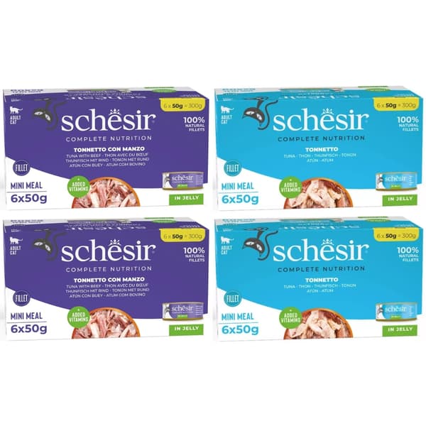 Schesir M-pak vådfoder til katte, blanding af smagsvarianter 24x50 g