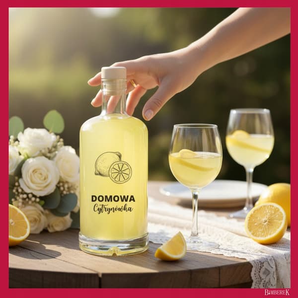 Tadek-flaska 500ml med tryck hemlagad citronvodka som present Bröllopslikörer