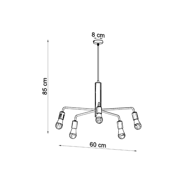 HÆNGELAMPE DUOMO 5 E27 SORT SOLLUX SL.0304