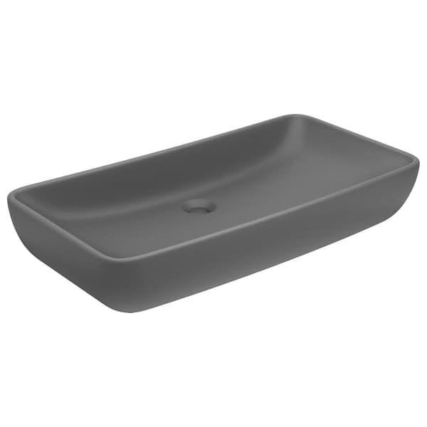 vidaXL rektangulær håndvask mat mørkegrå 71x38 cm keramik