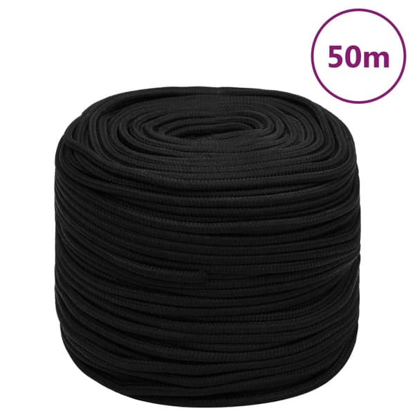 vidaXL Arbetsrep, Svart, 8 mm, 50 m, Polyester