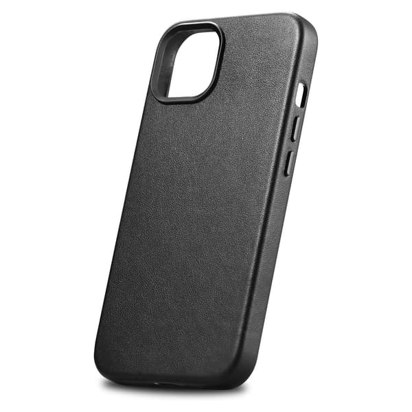 iCarer Case Læderetui i ægte læder til iPhone 14 Plus sort (MagSafe-kompatibel)