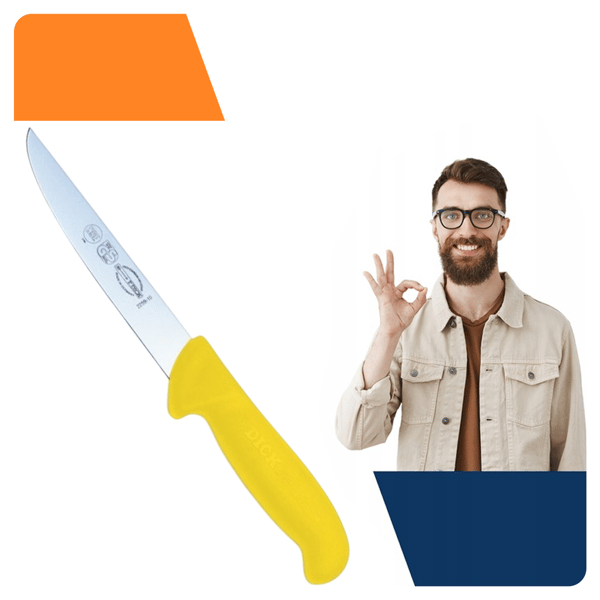 Udbeningskniv, bred klinge, stiv kniv, 18 cm, blå, DICK