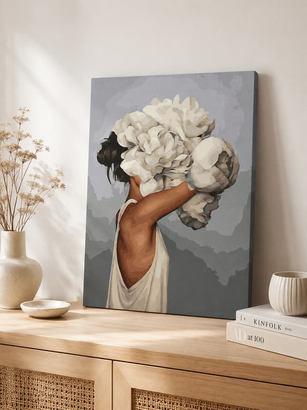 Målning med siffror kvinna med blomma 40x50 cm