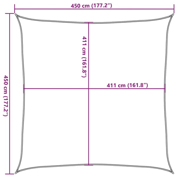 vidaXL solsejl, sand, 4,5x4,5 m, 100% polyester