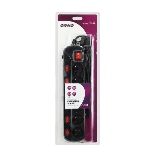STRØDSTYKKE 'MULTISWITCH', 6X2P+Z, KABEL 3X1.0M SORT - ON-AE-13162C