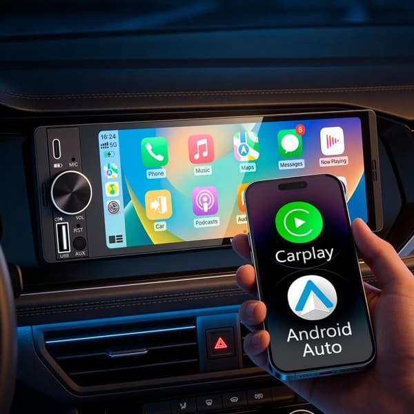 Radio samochodowe Kruger&Matz KM2016 CarPlay/AndroidAuto 6,3” USB 1DIN