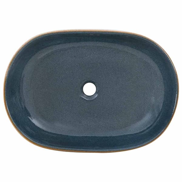 vidaXL bordvask sandblå oval 59x40x14 cm