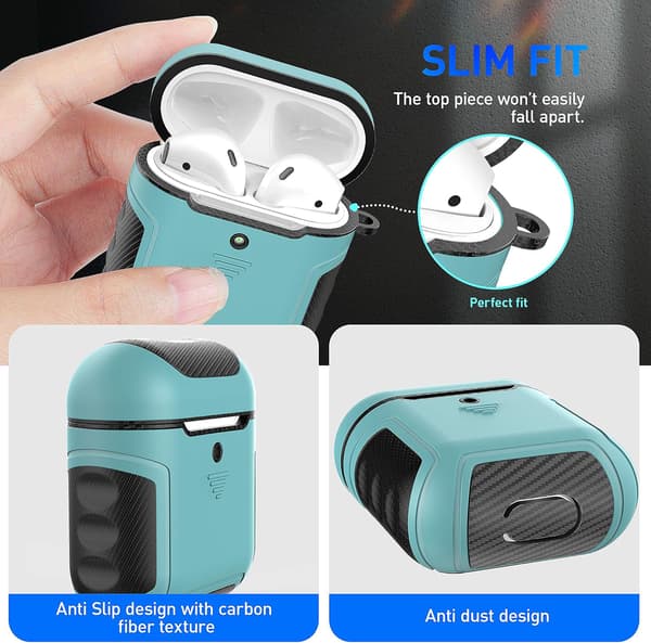 HÅRDT SILIKONEETUIS TIL AIRPODS 1/2 MINTSORT