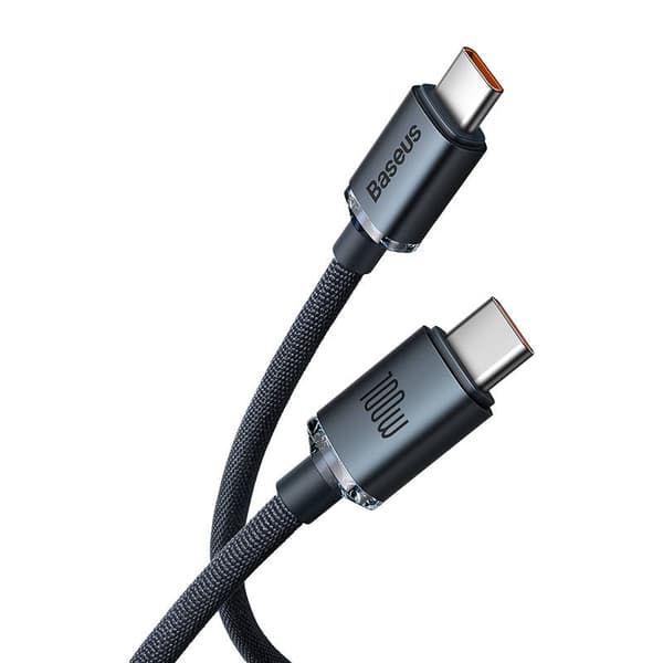 Baseus Crystal Shine USB-C - USB-C -kaapeli, 100W, 2m (musta)