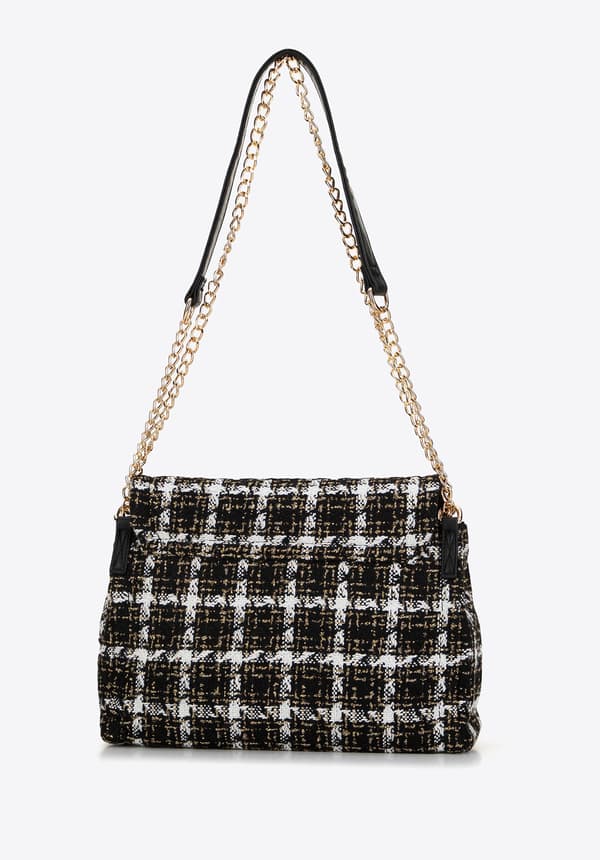 Wittchen Dame Bouclé Messenger-taske i sort og hvid polyester