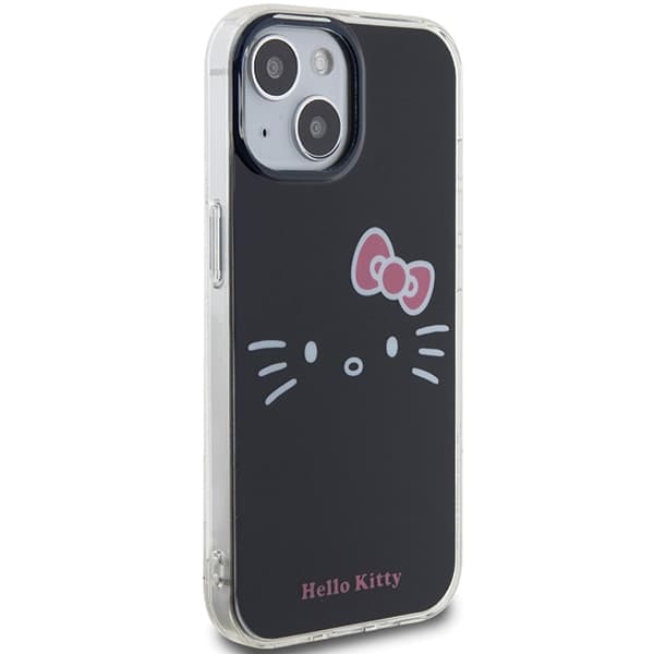 Hello Kitty HKHCP15SHKHLK iPhone 15 / 14 / 13 6.1 sort/sort hårdt cover IML Kitty Face
