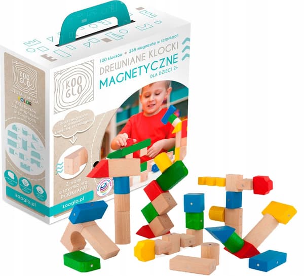 Polerade magnetiska träblock KOOGLO, MEGA
