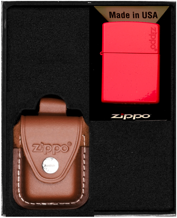 Zippo-sytytinsetti PUNAINEN mattalogo lahja nro 2