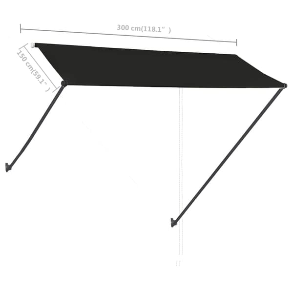 vidaXL Rullmarkis med LED, 300 x 150 cm, Antracit