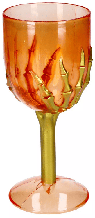 Orange vinglas, håndformet, 18 cm