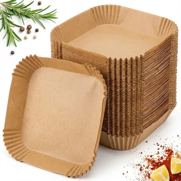 Papir bageforme til airfryer, stort sæt, 250 stk., 20×20 cm