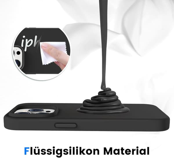 APPLE IPHONE 14 PRO SILIKONE ETUI SORT MED MIKROFIBERFOR