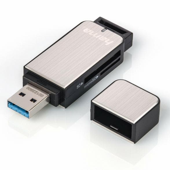 HAMA SD/microSD USB 3.0 Minneskortläsare Silver 123900