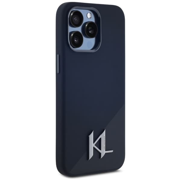 Karl Lagerfeld Silikone Shadow Metal Initial MagSafe-etui til iPhone 15 Pro Max (sort)
