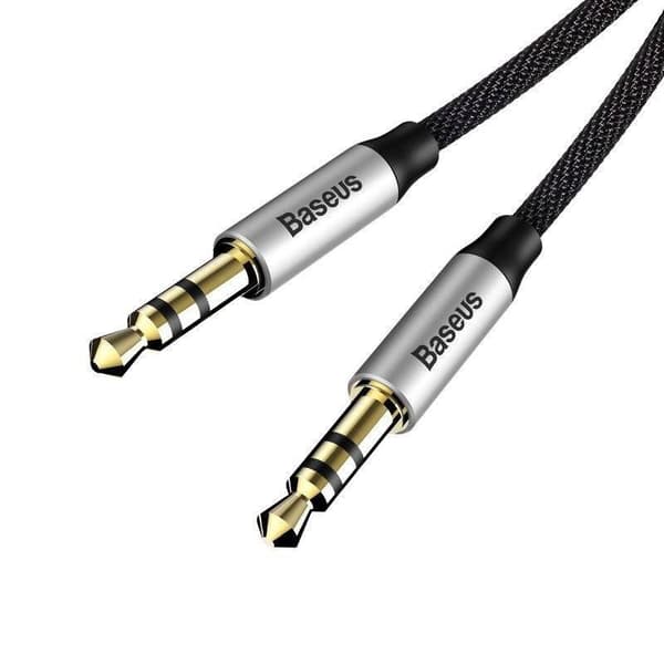 Baseus Yiven 3,5 mm AUX mini-jack lydkabel 1 m (sort og sølv)