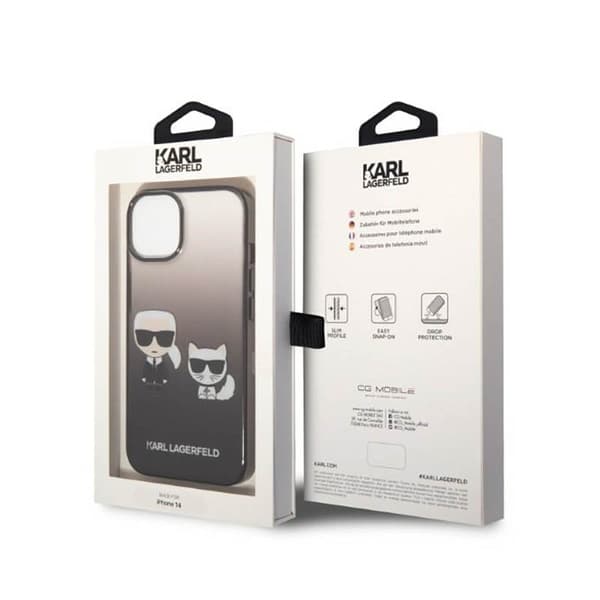 Karl Lagerfeld Gradient Ikonik Karl & Choupette - iPhone 14 Plus etui (sort)