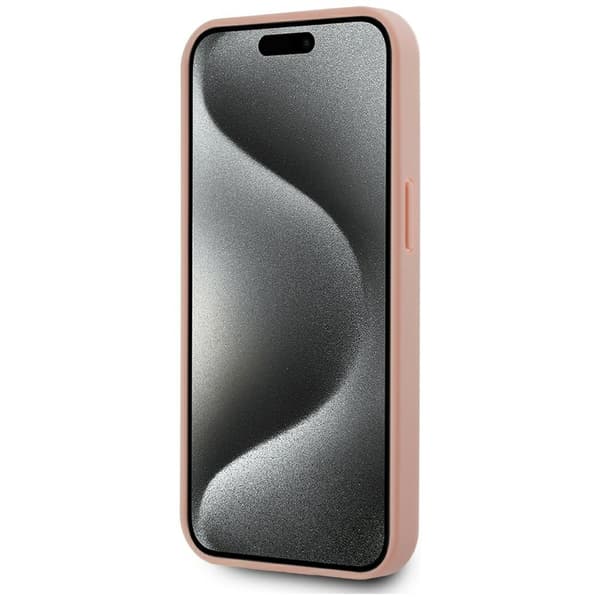 Karl Lagerfeld Lædermonogram Metal Logo MagSafe-etui til iPhone 15 - Lyserødt