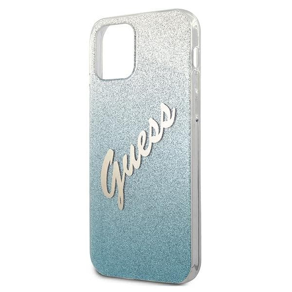 Guess GUHCP12SPCUGLSBL iPhone 12 mini5,4 sininen/sininen kovakuori Glitter Gradient Script