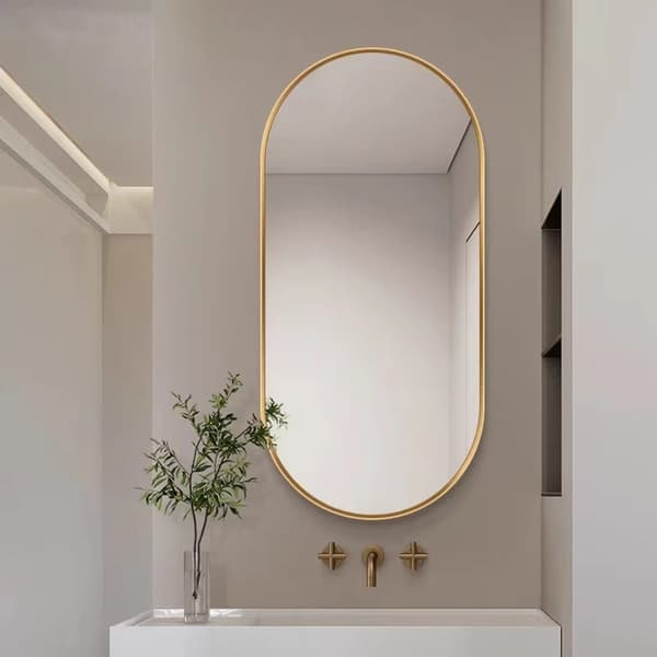 Oval spegel 100x50cm guldram