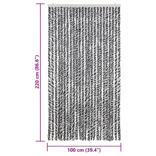 vidaXL insektnet, grå, sort og hvid, 100x220, chenille