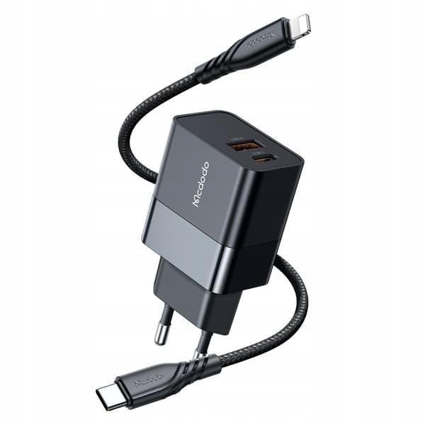 MCDODO SNABB VÄGGLADDARE FÖR IPHONE USB TYP C 2X USB USB-C PD 20W