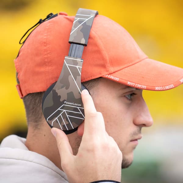PowerLocus trådløse CAMOUFLAGE BLUETOOTH / microSD / FM-hovedtelefoner