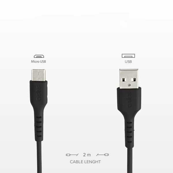 SBS TECABLEMICRO2K USB-A - Micro-USB-kabel 2 m - Sort